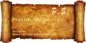 Prelich Sába névjegykártya